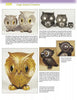 A catalog page presents Freeman-McFarlin Pottery animal sculptures by Schiffer Publishing, Ltd., featuring metal owl figurines with round eyes and detailed feathers in silver, gold, and dark finishes, with descriptions and prices shown.
