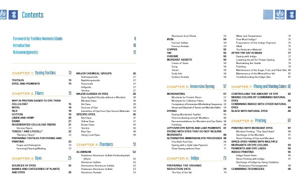 The Art and Science of Natural Dyes : Principles, Experiments, and Results - Table of Contents