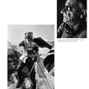 Classic black-and-white photos featured in "100 New York Photographers" by Schiffer Publishing, Ltd. capture scenes like a man with a large camera on a tripod outdoors and an older man in glasses and a scarf looking to the side.