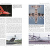 Two pages from "Lockheed C-130 and Its Variants" by Schiffer Publishing, Ltd. showcase military aircraft, such as a Cold War red drone in flight, a large airlifter from below, and a white plane with orange stripes on the runway.