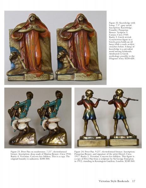 Schiffer Publishing, Ltd. Bookends: Four Victorian-style bookends—one pair shows a robed figure labeled "Knowledge," while two pairs feature playful children—perfect as art references for Victorian-era design styles.