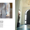 A man walks a golden retriever, a cherished rescue, through a sunny home’s doorway; at left, a close-up of the dog’s furry paws appears above an adoption tip—featured in "At Home with Dogs" by Schiffer Publishing, Ltd.