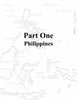 A grayscale map of the Philippines with "Part One Philippines" in bold at center, set against nearby regions—evoking WWII air combat by the 5th Fighter Command. From Schiffer Publishing, Ltd.: The 5th Fighter Command in World War II.