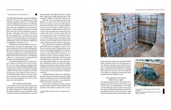 A magazine spread on construction and architecture highlights "Moving Sam Maloof" by Schiffer Publishing, Ltd., with images of steel rebar foundations and wet concrete pouring, showcasing essential historic preservation techniques.