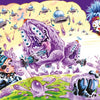 A scene from The Sweet Rot, Book 3 by Schiffer Publishing, Ltd. shows two frightened people facing a giant six-eyed purple slime monster, while flying robots spray more slime and a blue-haired character watches above in Joe Simko's style.