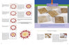 Two pages from "Wax on Crafts Holiday Projects" by Schiffer Publishing, Ltd.: the left page gives illustrated steps for painting flowers with wax art, while the right offers photos and tips for decorating square tiles.