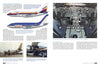 A Schiffer Publishing, Ltd. magazine spread features Boeing 737 models, showing two jets, a detailed cockpit, crew loading cargo, and text about the Boeing 737 and air freight operations.