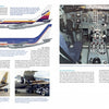 A Schiffer Publishing, Ltd. magazine spread features Boeing 737 models, showing two jets, a detailed cockpit, crew loading cargo, and text about the Boeing 737 and air freight operations.