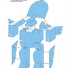 Step-by-step diagram for assembling the Super Robot by Schiffer Publishing, Ltd., featuring numbered parts and red arrows to guide attaching the body, arms, and legs—building visual-spatial skills and hand-eye coordination.