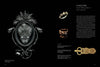 A two-page spread in "Cast" by Schiffer Publishing, Ltd. displays a detailed, dark animal-themed jewelry piece made with casting on the left, and three jewelry items with descriptions on the right under "FUNCTION From Wearable to Conceptual.