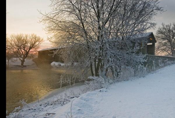 Capture the charm of Amish country with Bridges of Lancaster County Postcards from Schiffer Publishing, Ltd.—featuring snow-covered landscapes, frosty trees, and iconic covered bridges just like classic color postcards.