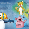 A cartoon puffin looks upset and gestures while speaking as a cheetah, grey seal, and pig each refuse certain foods. This expressive scene is from "If You Give the Puffin a Muffin" by Schiffer Publishing, Ltd.