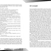 A black-and-white page from "Under Spiritual Siege" by Schiffer Publishing, Ltd. shows RPG character symbols and meanings on the left, with the right page titled "MY STORY," sharing the author's childhood experiences with ghosts and demons.