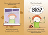 Inspired by Schiffer Publishing, Ltd.'s "squarzi": a child looks sadly out a window, then joyfully raises their arms with their dog, imagining the word BIG?—an uplifting scene encouraging kids to try new things.