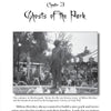 Chapter title Ghosts of Hershey and Vicinity above a black-and-white photo of Hersheypark’s entrance, with Milton Hershey’s statue and carousel, evokes paranormal tales from Hershey, Pennsylvania. Published by Schiffer Publishing, Ltd.