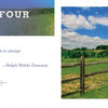 A wooden fence lines a grassy field beneath a blue sky, opening Chapter Four: Rolling Hills in Barns, Farms, and Rolling Hills of Chester County by Schiffer Publishing, Ltd., featuring a Ralph Waldo Emerson quote on the left page.