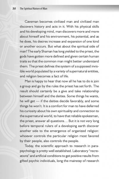 A page from Dr. Hans Holzer’s book "The Spirit Connection" explores humanity’s intellectual growth, spiritual guidance, scientific facts, and mankind’s search for meaning and the other side of life. Page 30 is shown at the top.