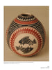 Mata Ortiz Pottery Today by Schiffer Publishing, Ltd. showcases beige polished pots with etched red and black geometric and fish patterns, including two stylized fish at the center—perfect for ceramics enthusiasts and collectors.