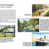 The book "Greetings from the Washington Coast" by Schiffer Publishing, Ltd. features historical photos, a vintage steamship, forested mountains, outdoor dining guests, and text detailing the history and importance of Sol Duc Hot Springs.