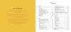 A two-page book spread from Serbian Cooking by Schiffer Publishing, Ltd.: The left, in mustard yellow, shows “Acknowledgments” with a thank-you message in cursive and print; the right, white with maroon text, displays the cookbook’s table of contents.