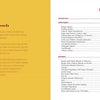 A two-page book spread from Serbian Cooking by Schiffer Publishing, Ltd.: The left, in mustard yellow, shows “Acknowledgments” with a thank-you message in cursive and print; the right, white with maroon text, displays the cookbook’s table of contents.