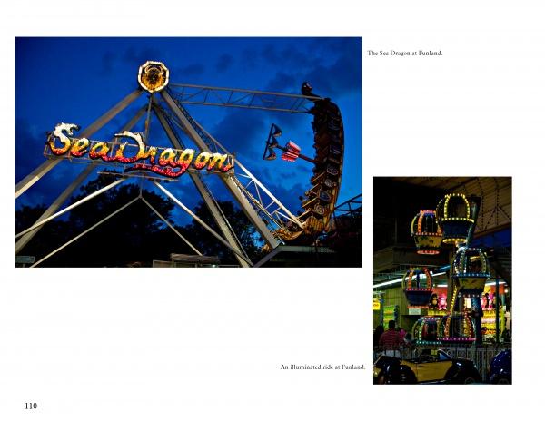 Rehoboth Reflections by Schiffer Publishing, Ltd. captures the vibrant fun of a Delaware seashore resort with nighttime images of a brightly lit Sea Dragon swing ride and an illuminated Ferris wheel adorned in colorful lights.