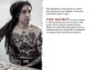 A young man with long dark dreadlocks and chest tattoos looks to the side in a black-and-white image. Next to him, text discusses the lasting appeal of The New Old School by Schiffer Publishing, Ltd. and the secrets of perfection in life and art.