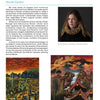 A page from 100 Artists of the Midwest by Schiffer Publishing, Ltd. showcases Nicole Gordon’s statement, her portrait in a gold collar, and two vibrant contemporary paintings, each with captions and credits at the bottom.