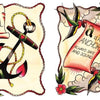 A is for Anchor by Schiffer Publishing, Ltd. features vintage-style alphabet tattoo designs: an anchor with rope, flowers, and scrolls reading “A a” and “a is for anchor always safe and sound,” plus swallows—classic tattoo artistry.