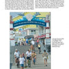 A group enjoys Wildwood, New Jersey’s lively boardwalk—passing under the “Through This Arch Walk the Happiest People in the World” sign—amid neon lights and Doo Wop style as seen in Wildwood's Neon Nights & Motel Memories from Schiffer Publishing, Ltd.