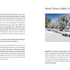A spread from "How Did You Get That Shot?" by Schiffer Publishing, Ltd. shows a blue truck in rural America on the left and a snowy river landscape on the right, with text explaining the camera skills used for each photo.