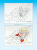 Two illustrations from Spider Webb's Angels by Schiffer Publishing, Ltd. show cartoon angels with wings and halos on clouds—ideal for tattoo artists or fans of angel tattoos. One is black and white; the other has colorful hair, wings, and hearts.