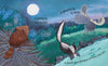 An illustrated scene with woodland animals under a full moon. Text reads: A poem is the moon. A poem is a star. Discover children’s poetry—a glimpse of who you are. From "A Poem Is a Firefly" by Schiffer Publishing, Ltd.