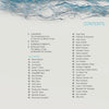 The table of contents in Artistry in Fiber, Vol. 1 (Schiffer Publishing, Ltd.) lists sections like Foreword, Preface, and The Artists, featuring wall-mounted and contemporary fiber art, plus blue abstract line art at the top with page numbers.