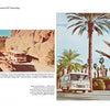 A vintage RV journeys through desert and palm-lined landscapes, capturing the spirit of adventure. "Pictorial Guide to RVing" by Schiffer Publishing, Ltd. is ideal for postcard collectors and RV enthusiasts seeking nostalgic charm.