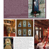 A festive page from Schiffer Publishing, Ltd.'s "Christmas at Historic Houses" displays holiday décor: a wreath on a stone window, ornate stained glass, a lavish dining room, a gold-clad Christmas figure, and text on Moyna’s Christmas traditions.