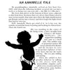 A black silhouette of a child with outstretched arms appears on the book page titled An Annabelle Tale from "Supernatural Pittsburgh and Its Suburbs" by Schiffer Publishing, Ltd., evoking the mysterious charm of classic Pittsburgh ghost stories.