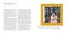 A smiling woman with Down syndrome holds a flower, sitting outside by a black iron gate, framed by yellow. Inspiring stories from Reasons to Smile by Schiffer Publishing, Ltd. appear on the left side of the image.