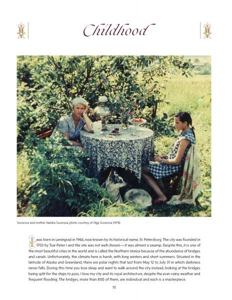 A black-and-white photo from Schiffer Publishing, Ltd.'s "Renaissance Realm" evokes a Pre-Raphaelite scene: a woman and girl at a tea table in a sunlit, flower-filled garden, with a dog resting beneath them.