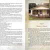 Two book pages: the left has text and a photo of a man with a child; the right introduces the chapter "Stanley's House" and a color photo of a white house, teasing haunted Texas tales in Spirit Magnet In Texas by Schiffer Publishing, Ltd.