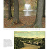 A vibrant photo of a fountain in an autumn pond sits above a sepia postcard of manicured gardens, evoking the timeless charm of Olmsted Parks in New Jersey. Published by Schiffer Publishing, Ltd., it celebrates classic landscape architecture.
