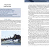 An open spread of "Maritime Casualties" by Schiffer Publishing, Ltd. shows chapter 10’s title, summary, and a photo of a partially submerged ship with crewmen on the left page, and detailed text about the incident on the right page.