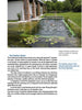 A page from Schiffer Publishing, Ltd.’s "Garden Pools and Swimming Ponds" features a modern house with a natural swimming pond, comparing two-chamber swimming/regeneration systems to single-chamber pools favored for easier building and use.