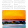 Perspectives on the Provincetown Art Colony by Schiffer Publishing, Ltd. features a vibrant painting of a coastal sunset with orange, red, and yellow skies, blue water, and dark houses, accompanied by text and an article beside the image.
