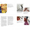 A spread from "The Fine Art of Painting on Silk" by Schiffer Publishing, Ltd. shows step-by-step instructions and close-up photos for making tie-dye patterns on fabric using silk painting and folding techniques.