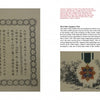 A two-page spread from "Japanese Military and Civilian Award Documents, 1868-1945" by Schiffer Publishing, Ltd. displays a detailed Japanese certificate and medal image—ideal for collectors of Japanese award documents.