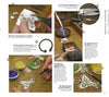 The book "Basic Metal Jewelry Techniques" by Schiffer Publishing, Ltd. guides readers step-by-step through soldering, assembling, and polishing a silver brooch with enamel, featuring close-ups of tools, materials, and partially finished pieces.