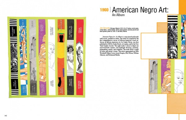 A vibrant artwork of faces and figures with the title "And Still We Rise" by Schiffer Publishing, Ltd. celebrates African American history and contributions through contemporary quilt artists, displayed on a clean white background.