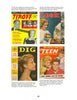 The book "Postwar Pop" by Schiffer Publishing, Ltd. showcases four vintage magazine covers with captions and estimated values, offering a colorful glimpse into the vibrant history of American popular culture.