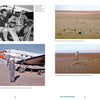 Four images from "No Way Out" by Schiffer Publishing, Ltd.: Men study an object by a plane; a man stands by the B-24 Lady Be Good in the desert; Libyan Desert scenes with tracks; and a man investigates the WWII bomber’s fate.